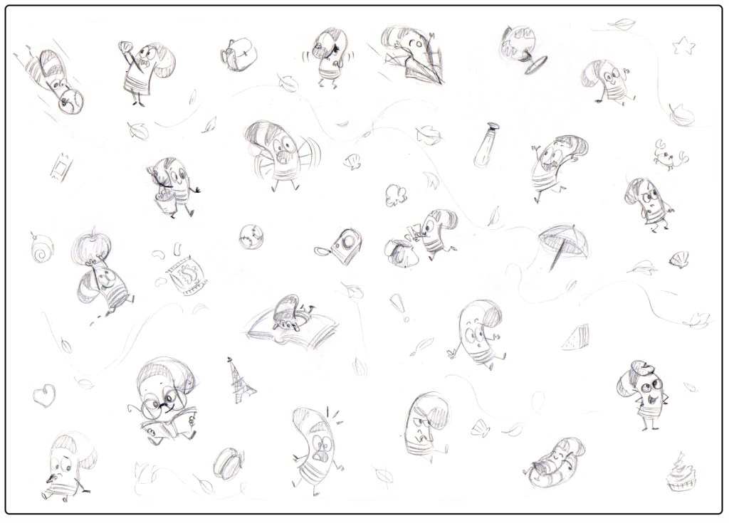 The many expression sketches can be used for the pattern page.