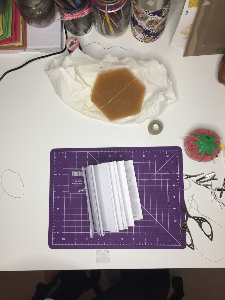 18. Tie knots and cut off thread.